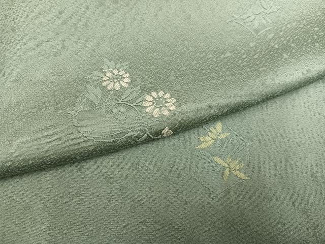 平和屋着物●本加賀友禅作家　柿本市郎　小紋　縫取　草花文　正絹　逸品　未使用　AABI2972ph