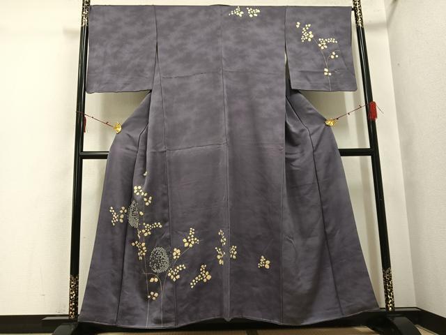 平和屋着物●訪問着　駒刺繍　絞り　飛鳥草木文　正絹　逸品　AABI2973ph