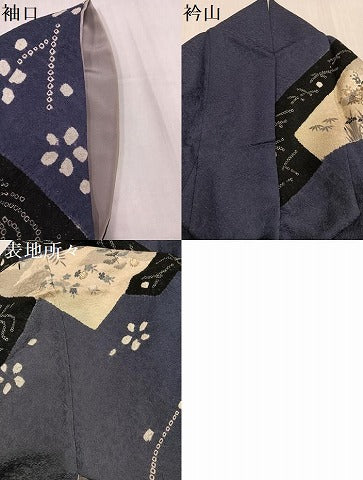 平和屋着物●訪問着　友禅　風景草花文　金彩　銀通し地　正絹　逸品　AABI2974ph