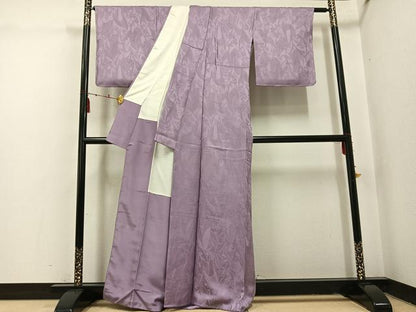 平和屋着物●上質な色無地　草花地紋　鳩羽鼠色　正絹　逸品　未使用　AABI2975ph