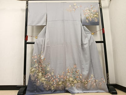 平和屋着物●訪問着　草花文　暈し染め　金彩　正絹　逸品　AABI2980ph