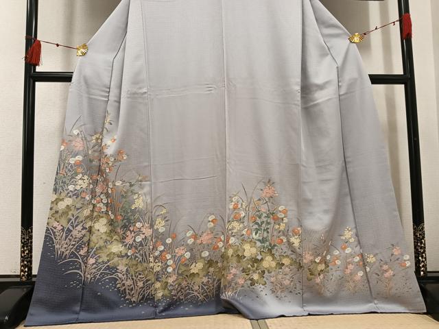 平和屋着物●訪問着　草花文　暈し染め　金彩　正絹　逸品　AABI2980ph