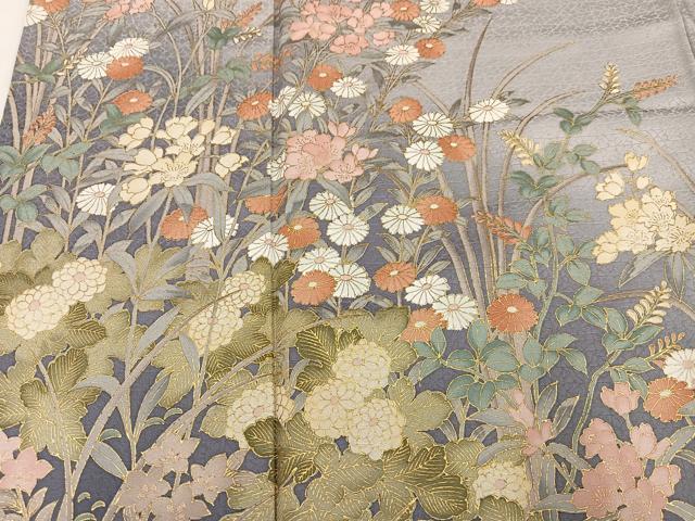 平和屋着物●訪問着　草花文　暈し染め　金彩　正絹　逸品　AABI2980ph