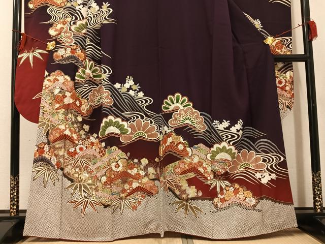 平和屋着物●豪華振袖　草花文　暈し染め　金銀彩　正絹　逸品　AABI2982ph