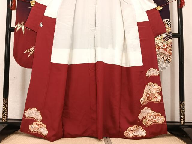 平和屋着物●豪華振袖　草花文　暈し染め　金銀彩　正絹　逸品　AABI2982ph