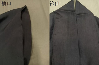平和屋着物●着物作家　岡本龍三　小紋　紬地　間道　正絹　逸品　AABI2984ph