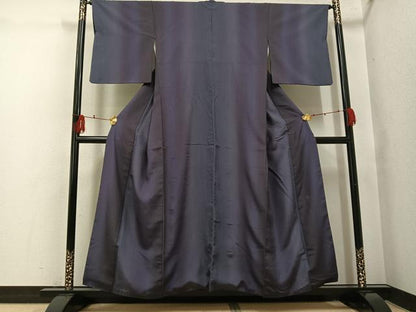 平和屋着物●着物作家　岡本龍三　小紋　紬地　間道　正絹　逸品　AABI2984ph