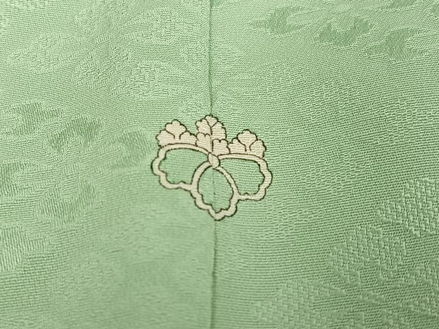 平和屋着物●上質な色無地　花菱地紋　薄萌葱色　正絹　逸品　AABI2988ph