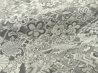 平和屋着物●山岡古都・古都染人　染織美術品　薬墨染　天目織　お召　草花文　正絹　逸品　未使用　AABI2989ph