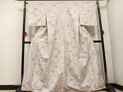 平和屋着物●本場大島紬　白大島　カタス7マルキ　更紗唐草文　正絹　逸品　未使用　AABI2990ph