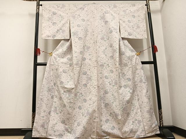 平和屋着物●本場大島紬　白大島　カタス7マルキ　更紗唐草文　正絹　逸品　未使用　AABI2990ph