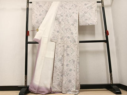 平和屋着物●本場大島紬　白大島　カタス7マルキ　更紗唐草文　正絹　逸品　未使用　AABI2990ph