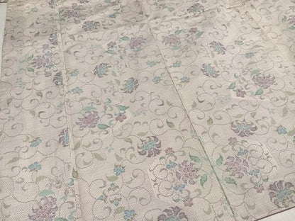 平和屋着物●本場大島紬　白大島　カタス7マルキ　更紗唐草文　正絹　逸品　未使用　AABI2990ph