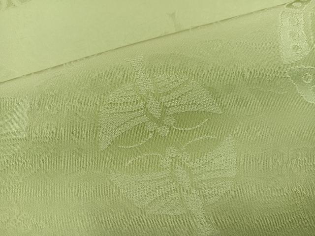 平和屋着物●上質な色無地　双蝶地紋　若菜色　正絹　逸品　AABI2992ph