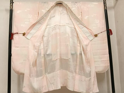 平和屋着物●豪華振袖・長襦袢(無双仕立て)セット　刺繍　草花文　暈し染め　金彩　金通し地　半衿刺繍　正絹　逸品　AABI2993ph