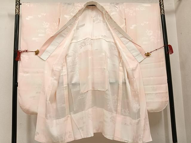平和屋着物●豪華振袖・長襦袢(無双仕立て)セット　刺繍　草花文　暈し染め　金彩　金通し地　半衿刺繍　正絹　逸品　AABI2993ph