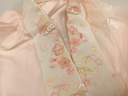 平和屋着物●豪華振袖・長襦袢(無双仕立て)セット　刺繍　草花文　暈し染め　金彩　金通し地　半衿刺繍　正絹　逸品　AABI2993ph