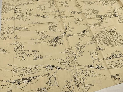 平和屋着物●長襦袢　無双仕立て　鳥獣戯画　正絹　逸品　AABI2995ph