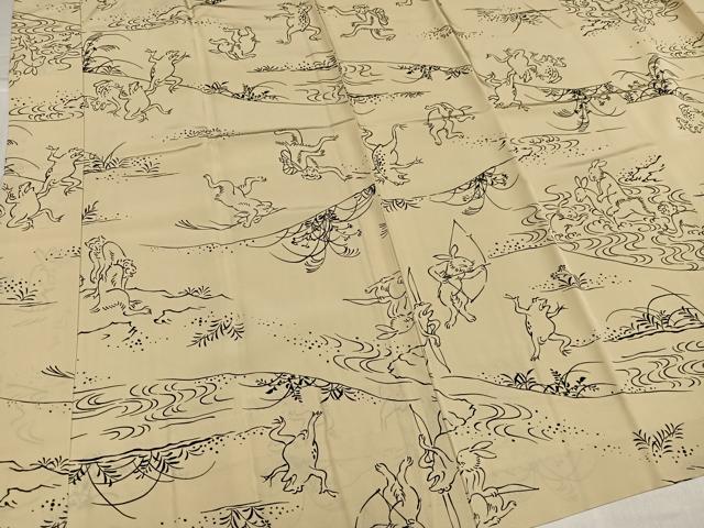 平和屋着物●長襦袢　無双仕立て　鳥獣戯画　正絹　逸品　AABI2995ph