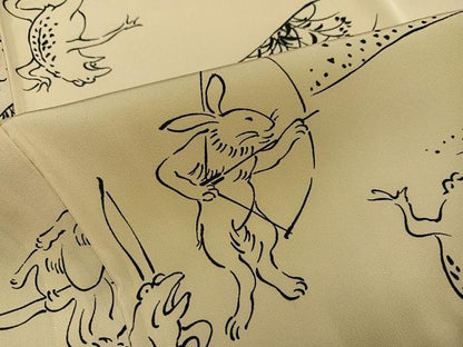 平和屋着物●長襦袢　無双仕立て　鳥獣戯画　正絹　逸品　AABI2995ph