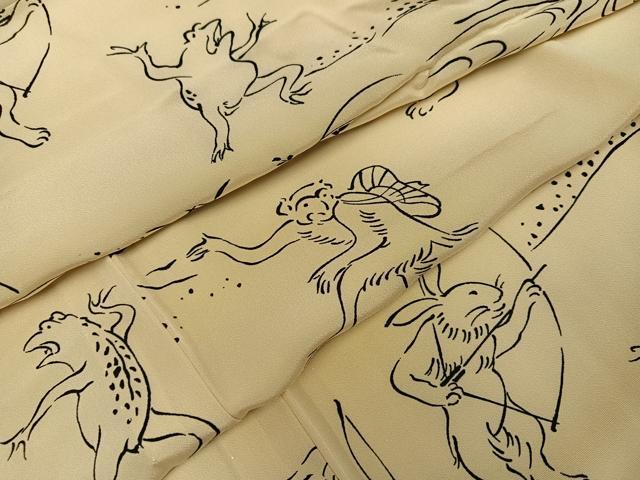 平和屋着物●長襦袢　無双仕立て　鳥獣戯画　正絹　逸品　AABI2995ph
