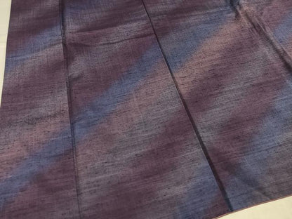 平和屋着物●菅原工房　菅原結作　漢方染紬　斜縞　反端付き　正絹　逸品　AABI2996ph