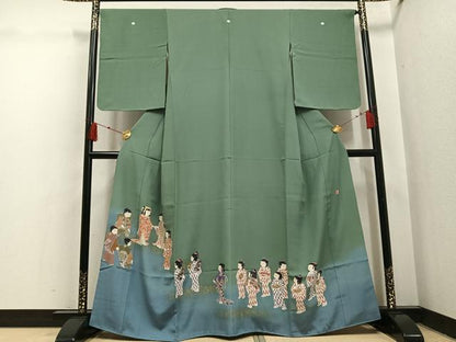 平和屋着物●十日町友禅作家　関口遼一　色留袖　女人文　暈し染め　金銀彩　正絹　逸品　AABI2997ph