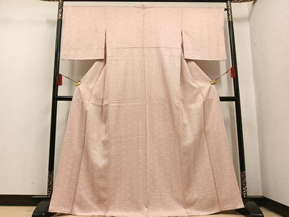 平和屋着物●名門　藤娘きぬたや・杢目絞り　小紋　正絹　逸品　AABI2998ph