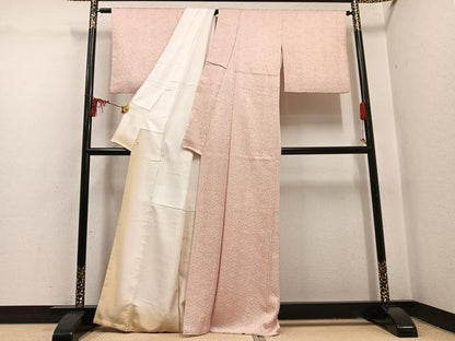 平和屋着物●名門　藤娘きぬたや・杢目絞り　小紋　正絹　逸品　AABI2998ph