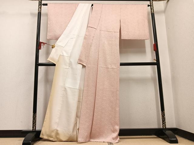 平和屋着物●名門　藤娘きぬたや・杢目絞り　小紋　正絹　逸品　AABI2998ph