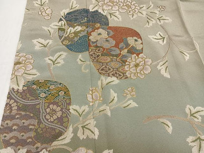 平和屋着物●豪華色留袖　総刺繍　中国三大刺繍　相良刺繍　枝花文　暈し染め　金糸　正絹　逸品　AABI2999ph