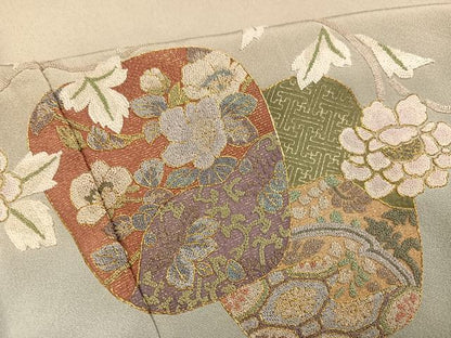 平和屋着物●豪華色留袖　総刺繍　中国三大刺繍　相良刺繍　枝花文　暈し染め　金糸　正絹　逸品　AABI2999ph