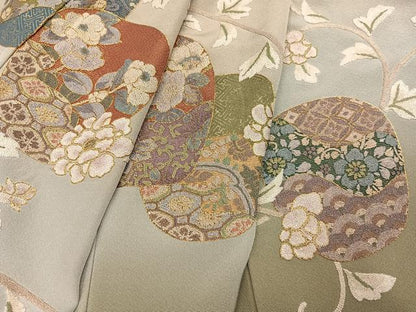 平和屋着物●豪華色留袖　総刺繍　中国三大刺繍　相良刺繍　枝花文　暈し染め　金糸　正絹　逸品　AABI2999ph