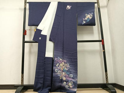 平和屋着物●越後十日町の一流染匠　桐屋・翠山工房　訪問着　辻が花　絞り　暈し染め　金通し地　正絹　逸品　AABI3001ph