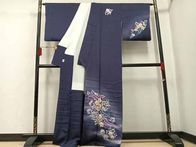 平和屋着物●越後十日町の一流染匠　桐屋・翠山工房　訪問着　辻が花　絞り　暈し染め　金通し地　正絹　逸品　AABI3001ph