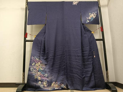 平和屋着物●越後十日町の一流染匠　桐屋・翠山工房　訪問着　辻が花　絞り　暈し染め　金通し地　正絹　逸品　AABI3001ph