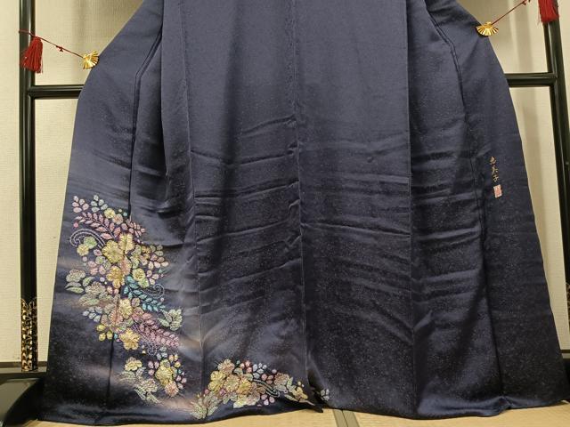 平和屋着物●越後十日町の一流染匠　桐屋・翠山工房　訪問着　辻が花　絞り　暈し染め　金通し地　正絹　逸品　AABI3001ph