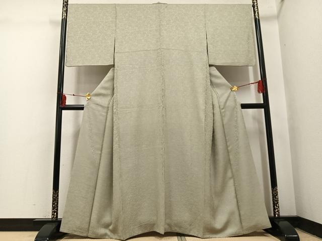 平和屋着物●紋屋井関　色無地　桐竹紋　白橡色　正絹　逸品　AABI3003ph