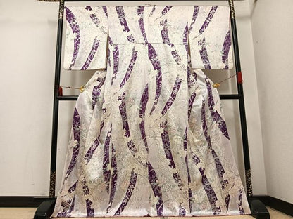 平和屋着物●創業460年・千總　小紋　草花文　銀彩　正絹　逸品　AABI3004ph