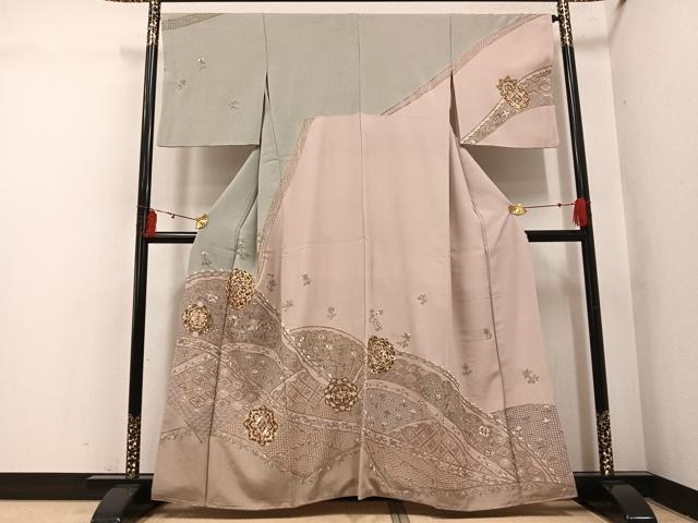平和屋着物●訪問着　総刺繍　中国三大刺繍　スワトウ刺繍　汕頭刺繍　更紗唐草文　金糸　ますいわ屋扱い　正絹　逸品　AABI3007ph