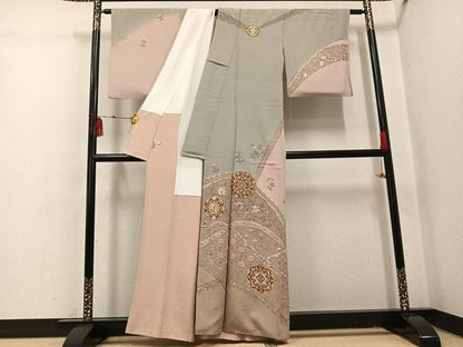 平和屋着物●訪問着　総刺繍　中国三大刺繍　スワトウ刺繍　汕頭刺繍　更紗唐草文　金糸　ますいわ屋扱い　正絹　逸品　AABI3007ph