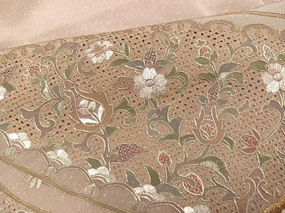 平和屋着物●訪問着　総刺繍　中国三大刺繍　スワトウ刺繍　汕頭刺繍　更紗唐草文　金糸　ますいわ屋扱い　正絹　逸品　AABI3007ph