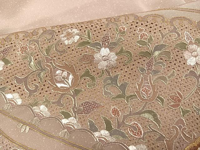 平和屋着物●訪問着　総刺繍　中国三大刺繍　スワトウ刺繍　汕頭刺繍　更紗唐草文　金糸　ますいわ屋扱い　正絹　逸品　AABI3007ph