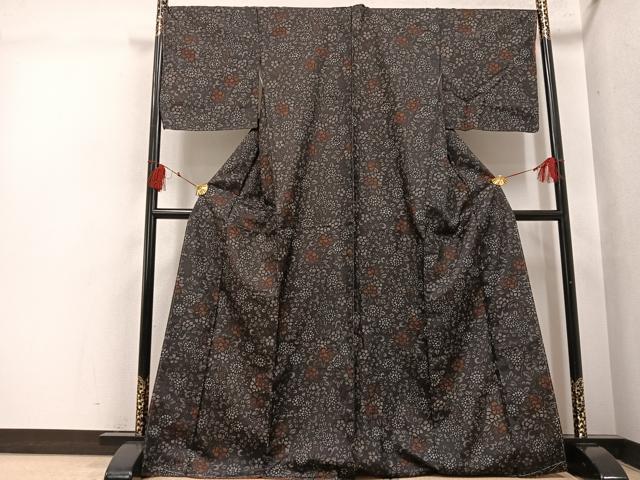 平和屋着物●本場大島紬　染大島　花唐草文　正絹　逸品　未使用　AABI3009ph