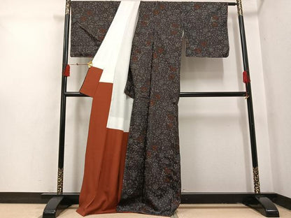 平和屋着物●本場大島紬　染大島　花唐草文　正絹　逸品　未使用　AABI3009ph