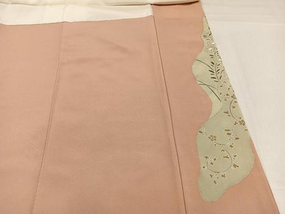 平和屋着物●豪華色留袖　駒刺繍　色紙草花舞蝶文　暈し染め　金彩　正絹　逸品　AABI3012ph