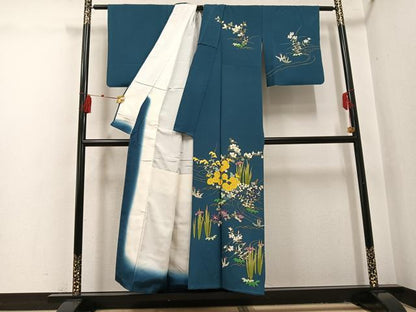 平和屋着物●訪問着　作家物　草花文　正絹　逸品　AABI3015ph