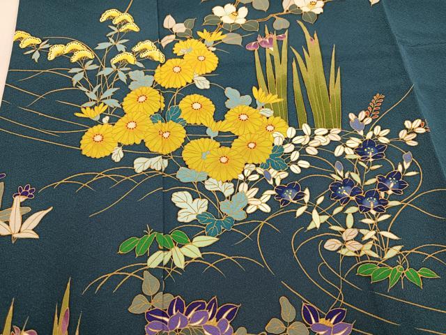 平和屋着物●訪問着　作家物　草花文　正絹　逸品　AABI3015ph
