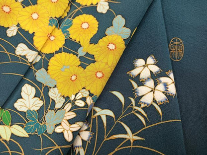 平和屋着物●訪問着　作家物　草花文　正絹　逸品　AABI3015ph