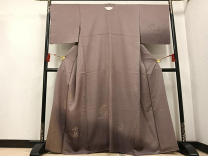 平和屋着物●訪問着　作家物　寿光織　草花文　暈し染め　金銀糸　正絹　逸品　AABI3016ph